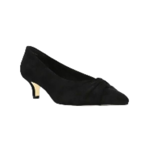 Bella Vita Pettigrew Kitten He Black Suede 9WW NWT - Picture 1 of 1